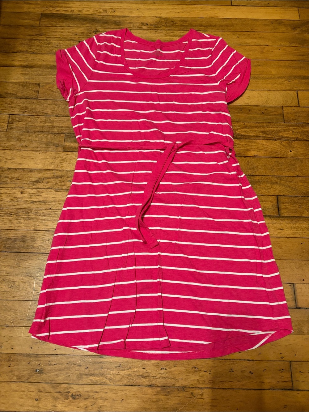 Sonoma Pink and White Striped T-Shirt Dress